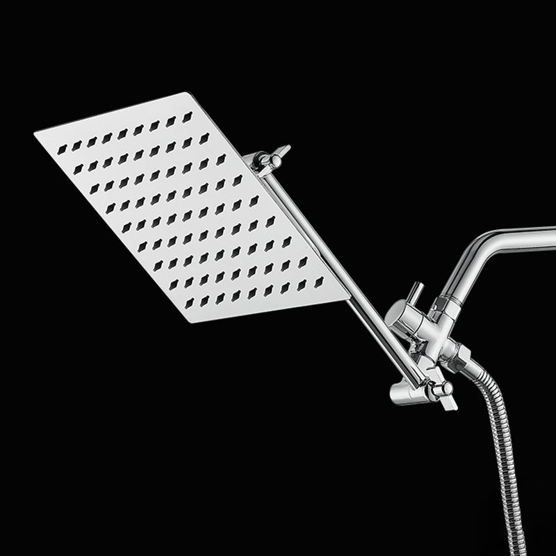 Silver Square Fixed Shower Head Modern Style Wall Mounted Shower Head