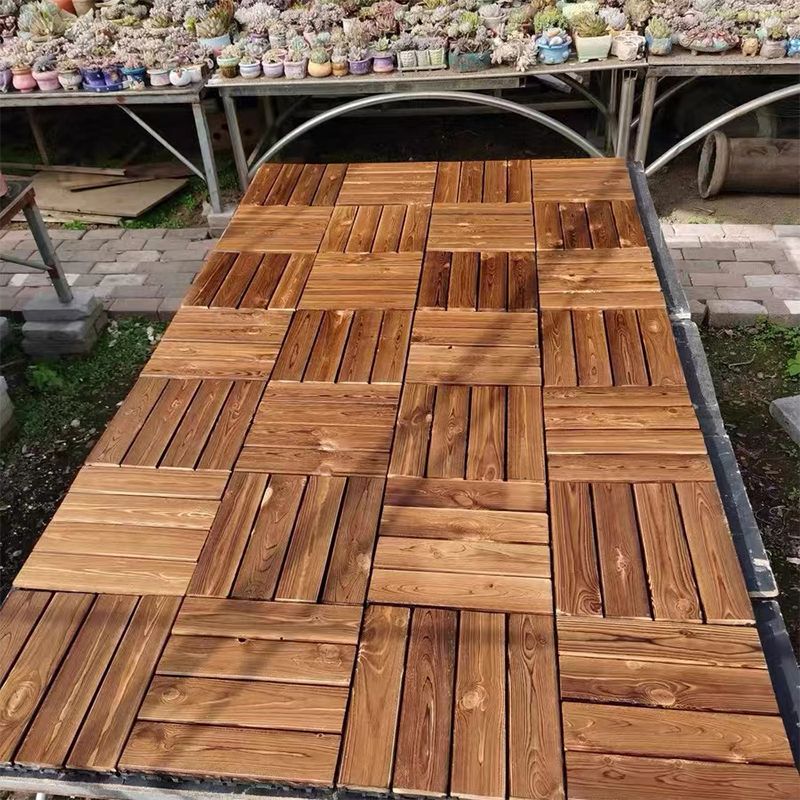 Tradition wood tile wire-brushed square engineered wood for patio garden