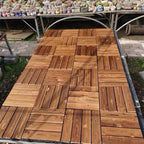 Tradition wood tile wire-brushed square engineered wood for patio garden