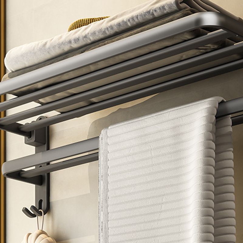 Contemporary Bathroom Accessory Set Gray Aluminum Bathroom Shelf/Towel Rack/Bathtub Hook