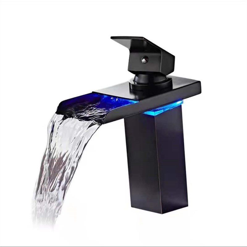 Single-Handle Basin Faucet 1-Hole Widely Used Bathroom Sink Faucet with LED Lighting