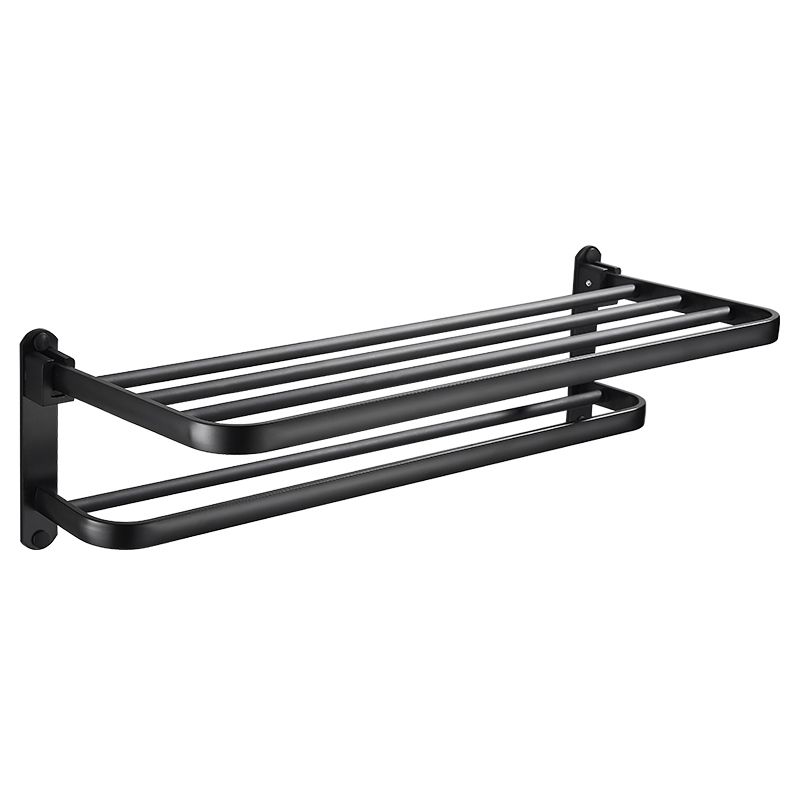 Modern Classic Bathroom Hardware Set Matte Black Bathrobe/Towel Bar & Bathroom Shelf