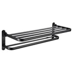 Modern Classic Bathroom Hardware Set Matte Black Bathrobe/Towel Bar & Bathroom Shelf