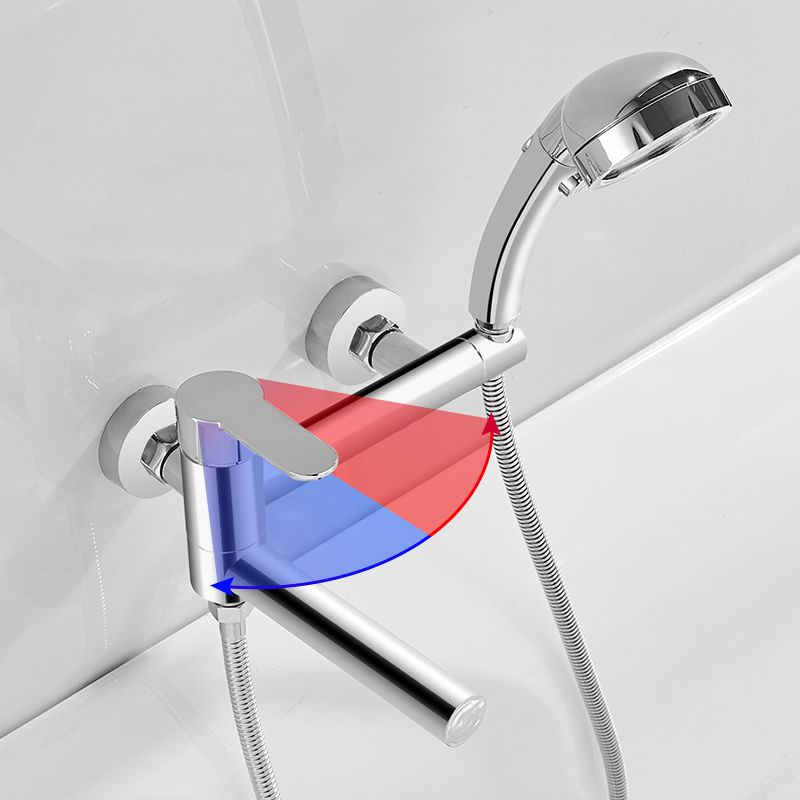 Wall-mounted metal swivel bathtub filler with single lever handle