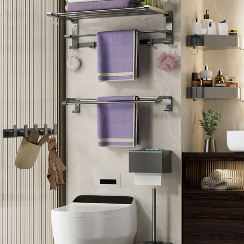 Modern Gray Bathroom Accessories Set Bathroom Shelf Towel Bar Bathroom Accessories Set