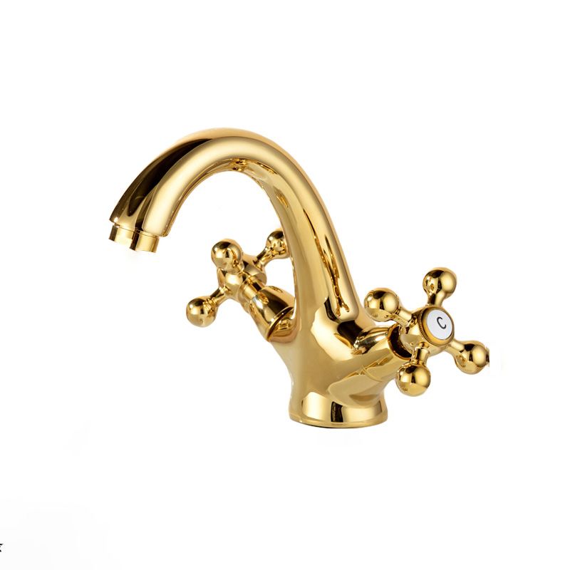 Glam Style Copper Tub Faucet Low Arc Deck Mounted Tub Faucet Set