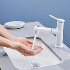 Modern Washbasin Faucet Copper 1-Handle Low Arc Pull-Out Washbasin Faucet for Bathroom