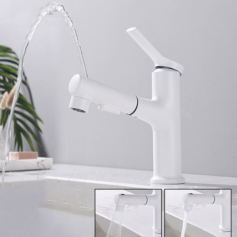 Modern Sink Faucet Copper Single Handle Low Arc Pull-Out Sink Faucet