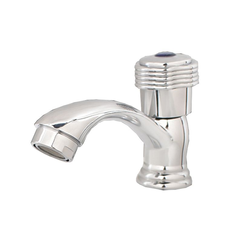 Contemporary Water Tap Knob Handle Low Arc Zinc Faucet in Silver