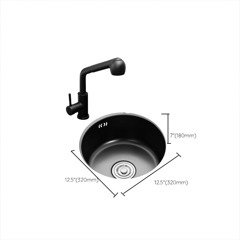 Single Bowl Kitchen Sink Round Stainless Steel Sink with Drain Basket Kits