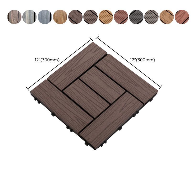 Composite Plank Tiles Striped Pattern Square Deck Flooring Outdoor Patio