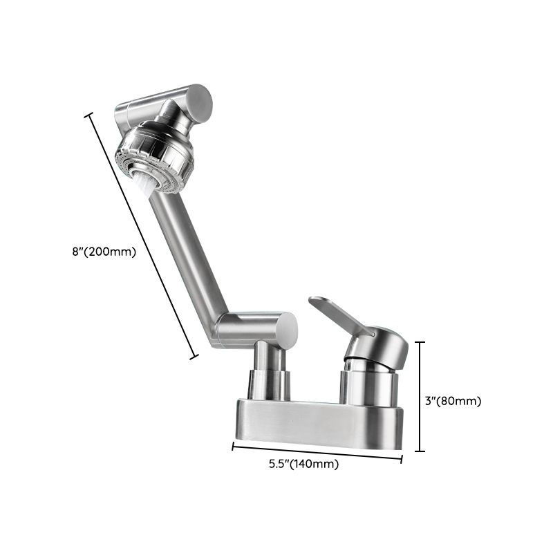 2 holes sink faucet swivel stainless steel single handle central mounted faucet