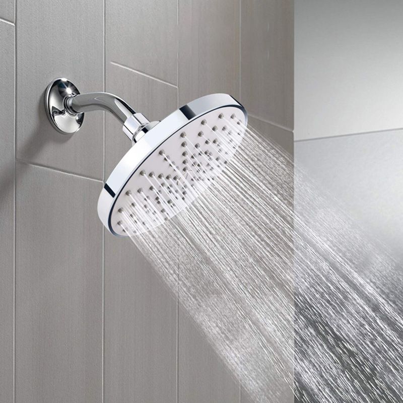 Round Fest Shower Head Silver Single Jet Wall Mounted Shower Head