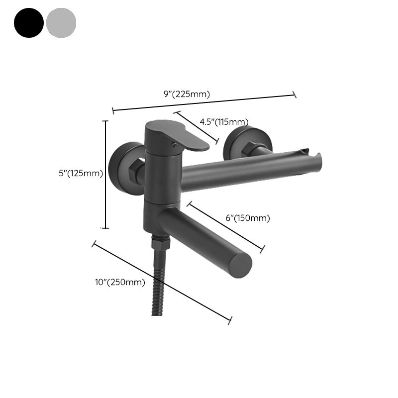 Wall-mounted metal swivel bathtub filler with single lever handle