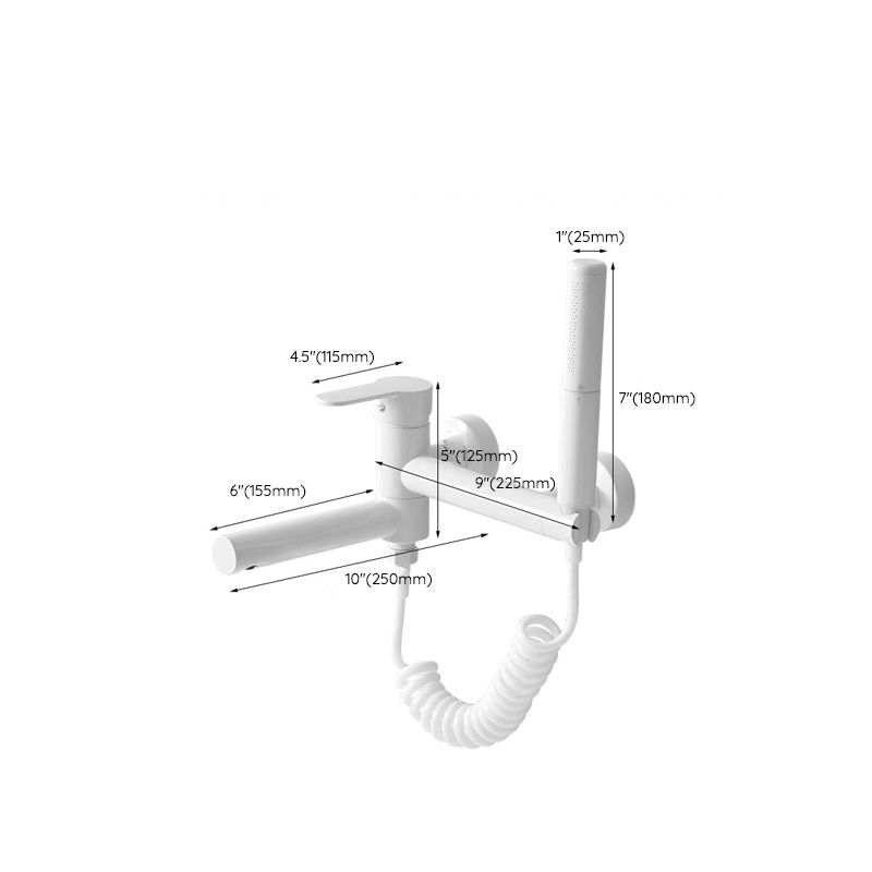 Metal Modern Bathroom Faucet White Single Handle Bathtub Fill Valve Trim