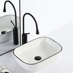 Contemporary sink with pop-up drain porcelain rectangular basin