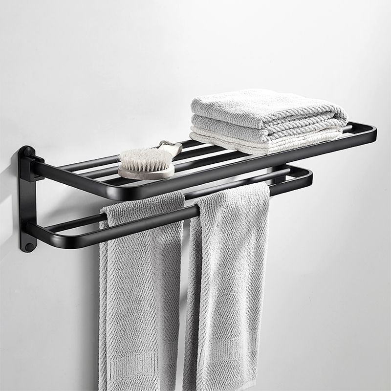 Modern Classic Bathroom Hardware Set Matte Black Bathrobe/Towel Bar & Bathroom Shelf