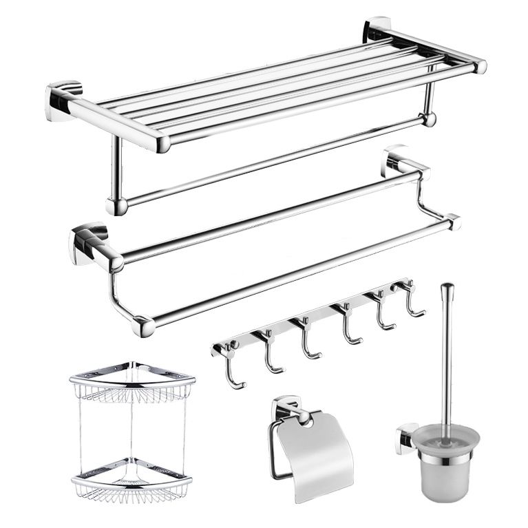 Polished Chrome Modernism Bathroom Accessory Set Bath Shelf / Towel Bar / Bathrobe Hook Included