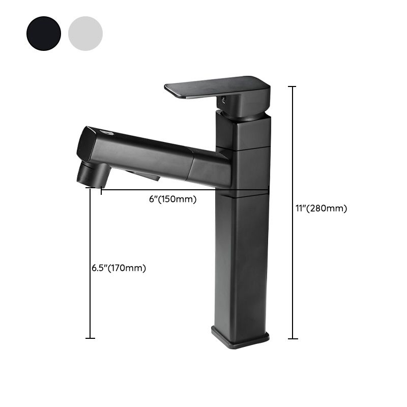 Bathroom faucet with pull-out lever handle Single hole basin mixer