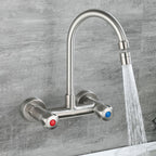 Round 2-Handle Bathroom Faucet Single Hole Wall Mounted Bathroom Faucet