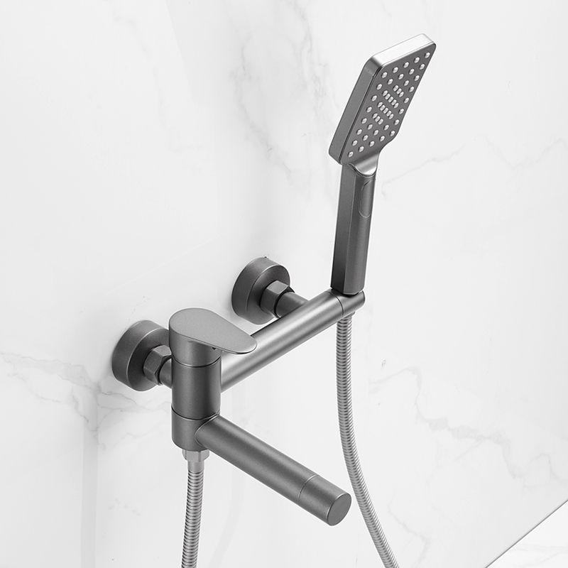 Contemporary Wall Mounted Bathtub Filler Single Handle Metal Faucet