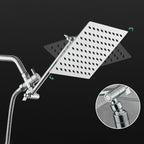Silver Square Fixed Shower Head Modern Style Wall Mounted Shower Head