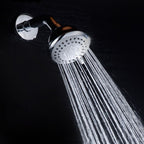 Round shower head made of stainless steel in silver wall-mounted shower head