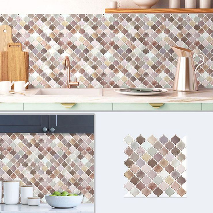 Square Peel & Stick Mosaic Tiles Plastic Arabesque Peel and Stick Wall Tile