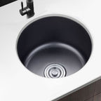 Stainless Steel Round Sink in Black Single Basin Undermount Sink with Basket Strainer