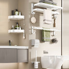 Contemporary Bathroom Hardware Set in White with Bath Shelf/Towel Holder/Paper Holder