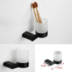 Contemporary bathroom accessory single piece or in set made of black metal