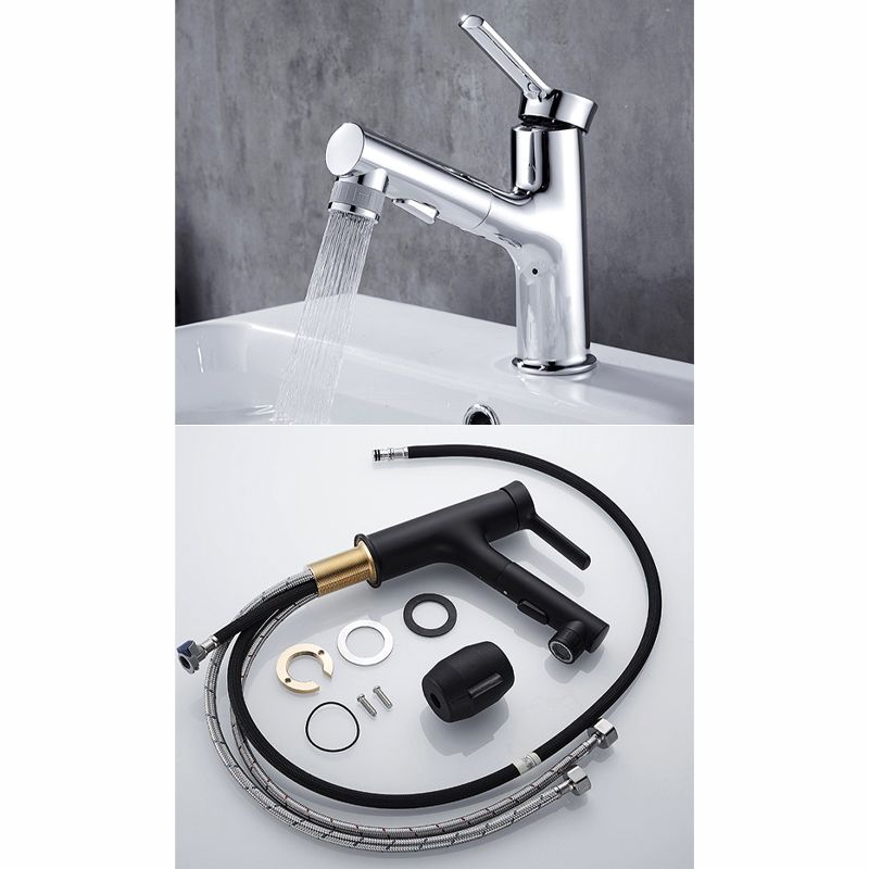 Contemporary sink faucet pull-out basin tap with lever handle