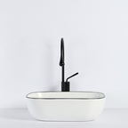 Contemporary sink with pop-up drain porcelain rectangular basin