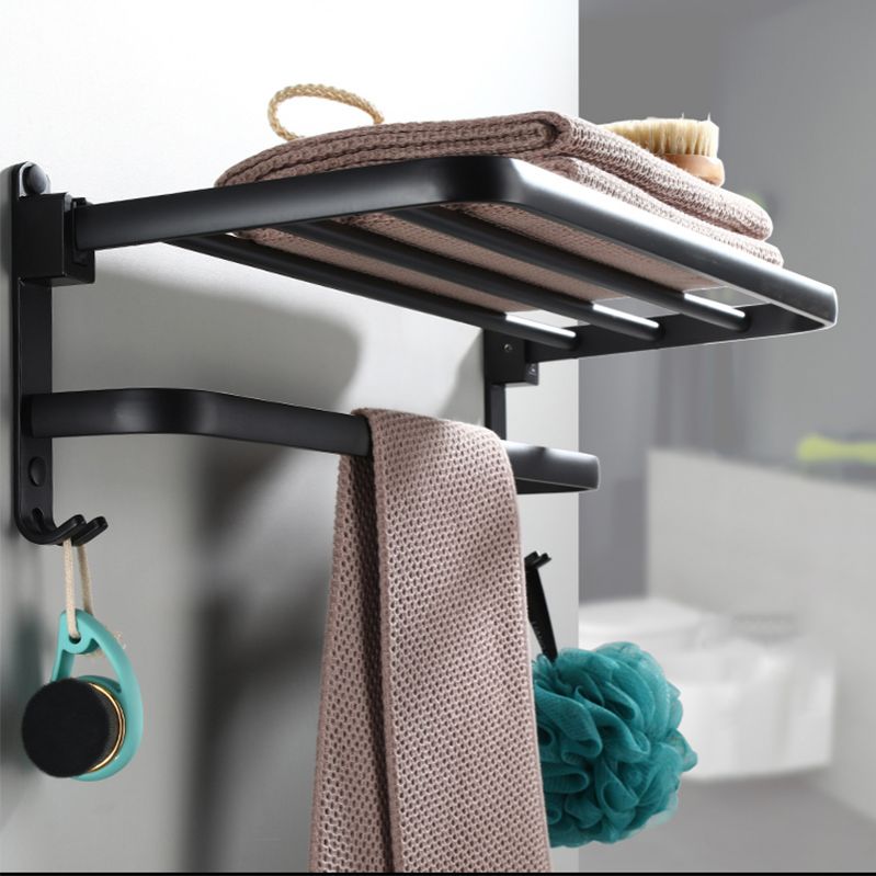 Contemporary Bathroom Accessory Set Black Surface Bathrobe Hook/Towel Ring Bar