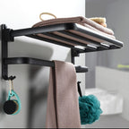 Contemporary Bathroom Accessory Set Black Surface Bathrobe Hook/Towel Ring Bar