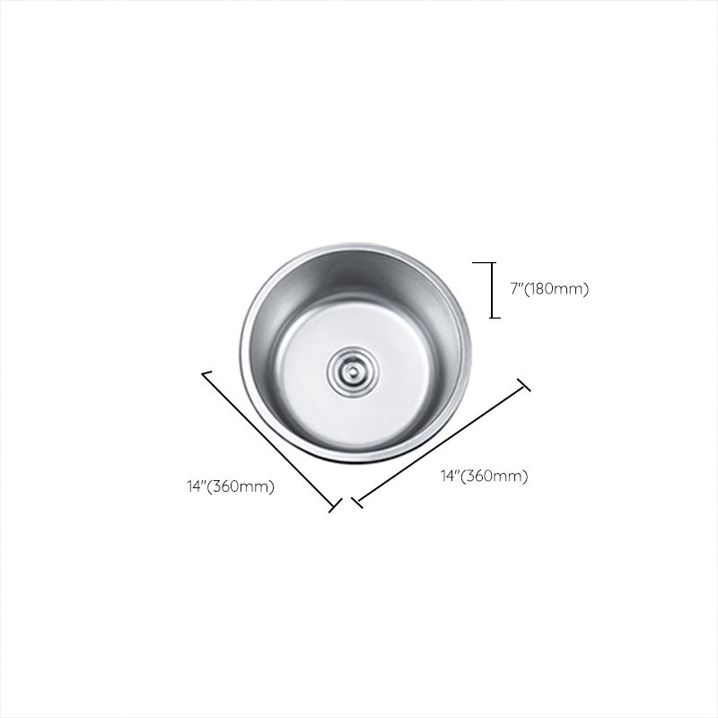 Round Single Bowl Kitchen Sink Stainless Steel Sink with Drain Strainer Set