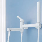 Metal Modern Bathroom Faucet White Single Handle Bathtub Fill Valve Trim