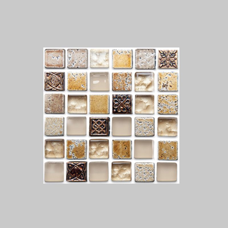 Plastic Self-Adhesive Tiles Mosaic Tiles Grid Square Waterproof Self-Adhesive Tile Pack of 12