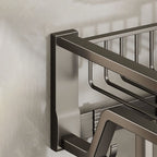 Contemporary bathroom accessory set made of matte stainless steel-aluminum with bathrobe hook/towel rail
