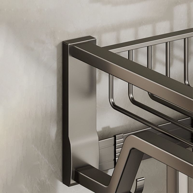 Contemporary bathroom accessory set made of matte stainless steel-aluminum with bathrobe hook/towel rail