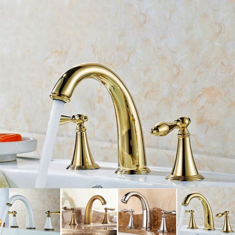Copper Deck-Mounted Roman Bathtub Faucet Low Arc Roman Bathtub Faucet Set