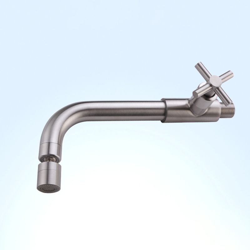 Contemporary Wall-Mounted Bathroom Faucet Cross Handles Stainless Steel Faucet