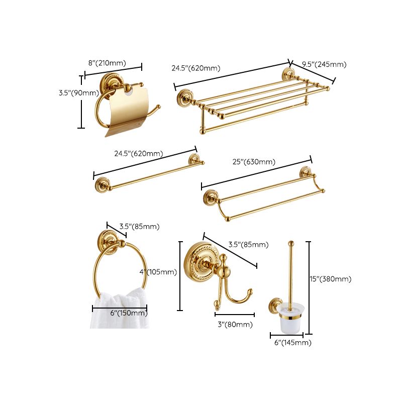 Traditional Golden Bath Accessory Set Copper Bathroom Accessory Kit