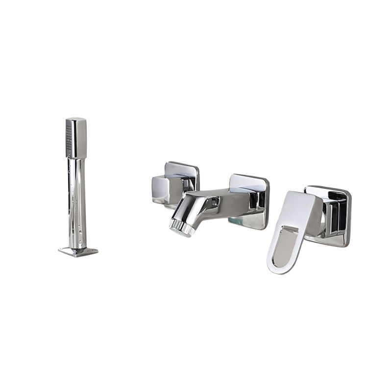 Wall Mounted Faucet Brass Lever Handle Bathroom Faucet Hand Shower