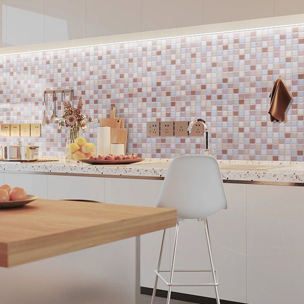 Peel and Stick PVC Tile Kitchen Waterproof Mosaic Backsplash Wall Tile