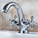Industrial Widespread Bathroom 2 Faucet Cross Handles Sink Faucet