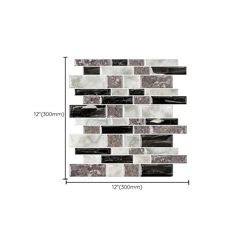 12"x 12" Resin Mosaic Tiles Square Self-Adhesive Tiles for Backsplash & Wall Tile