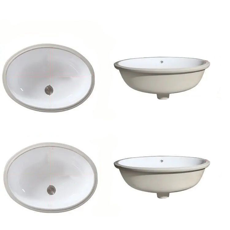 Modern Under-mount Sink Oval Porcelain with Pop-Up Drain Sink