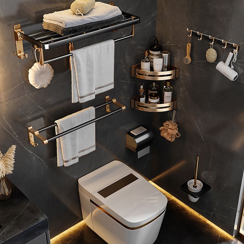 Black and Brass Bathroom Hardware Set Modern Stainless Steel Bathroom Shelf/Towel Holder/Paper Holder