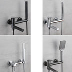 Lever Handle Bathtub Faucet Wall Mount Shower Hose Swivel Spout Bathtub Filling with Hand Shower